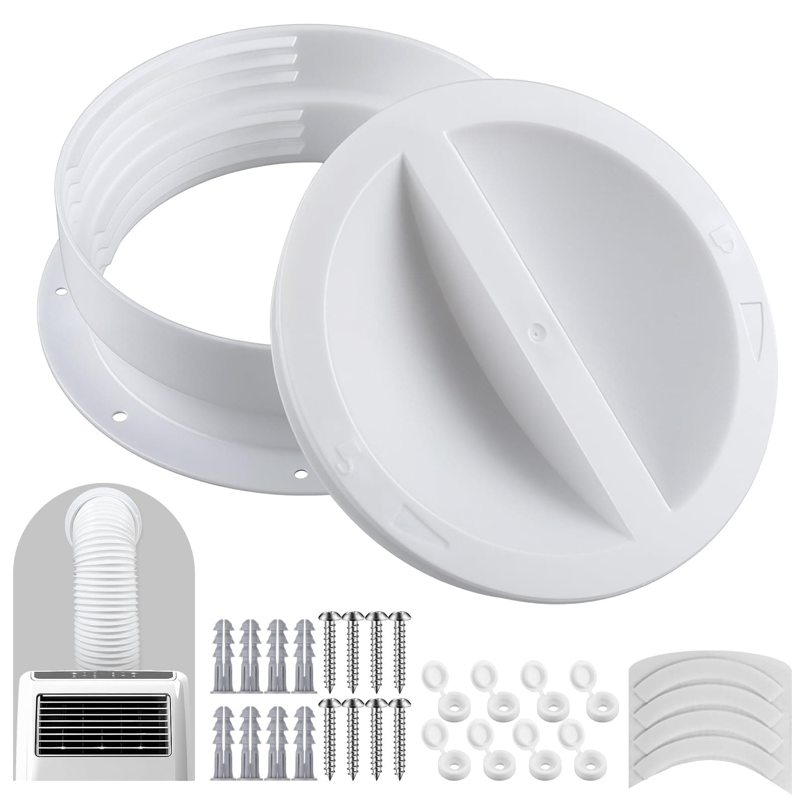 1 Set White Dual Size Wall Mount Connector for Portable Ac Vent Ac Exhaust Hose Coupler for 6 and 6.5 Inches Hose Accessories Plug