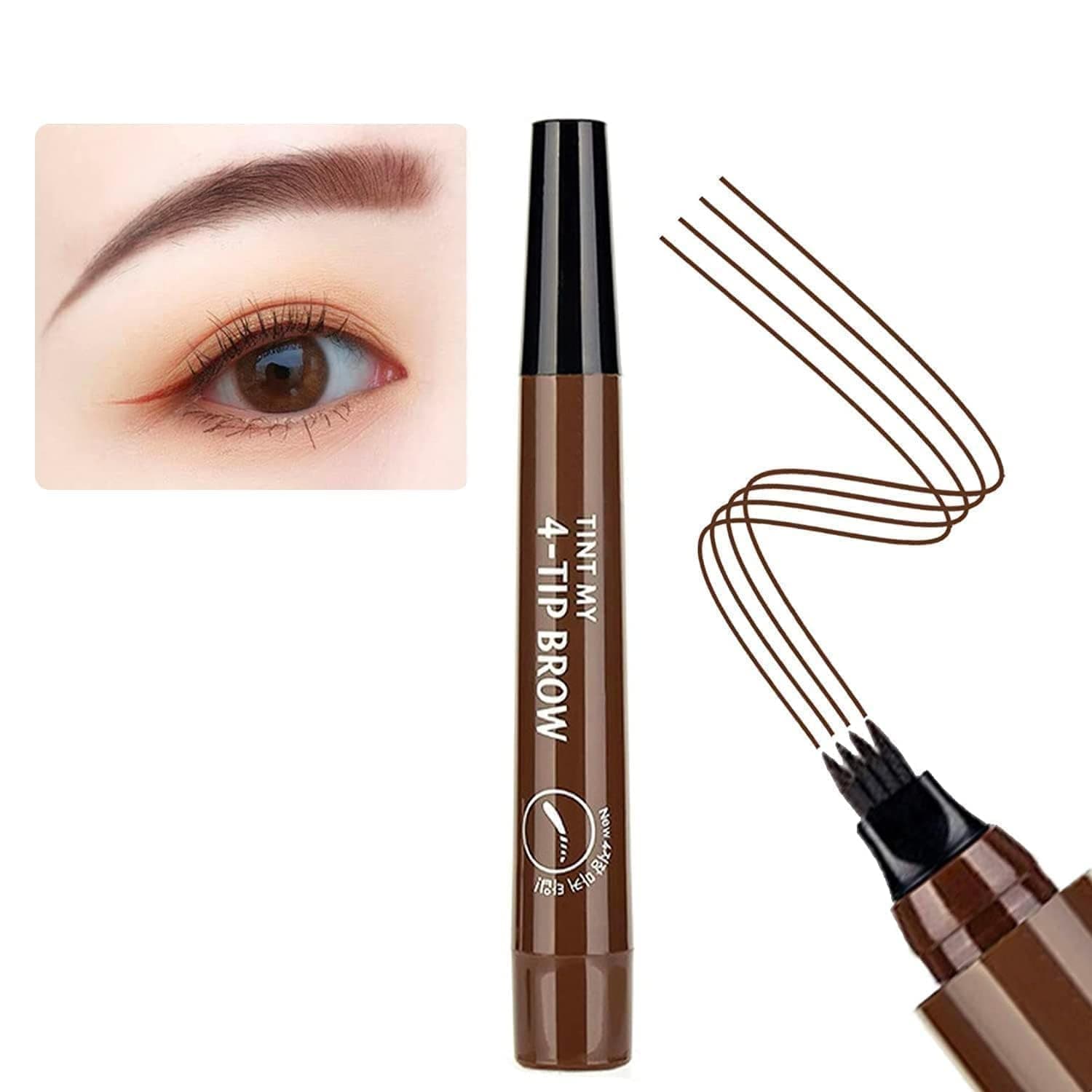 Waterproof Microblading Eyebrow Pen: Flawless Brows All Day! Smudge-Proof, Sweat Resistant, 4-Point Micro-Fork Tip for Natural Look - Long-Lasting Eyebrow Penci