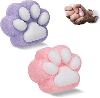 Taba Squishy Cat Paw Toy, Fufu Squishy Stress Relief Sensory TPR Squish Toy for Kids and Adults, Cute Kawaii Sticky Squeeze Novelty Toys, Purple&Pink