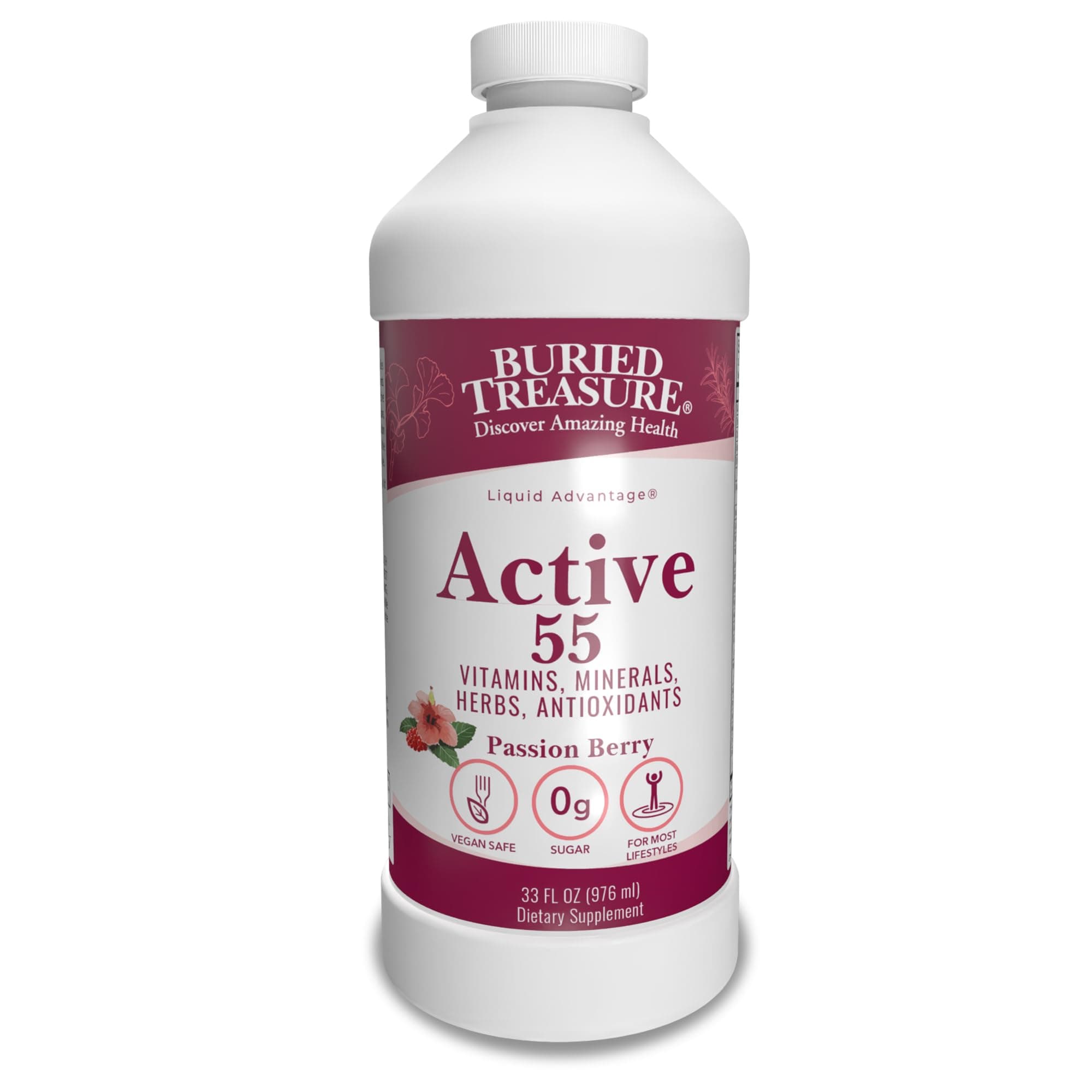 Active 55 Plus - 32 serv, Liquid Multivitamin for Seniors, Vegan, Sugar-Free, Natural Immune Support, Vitamins & Super-Foods Blend