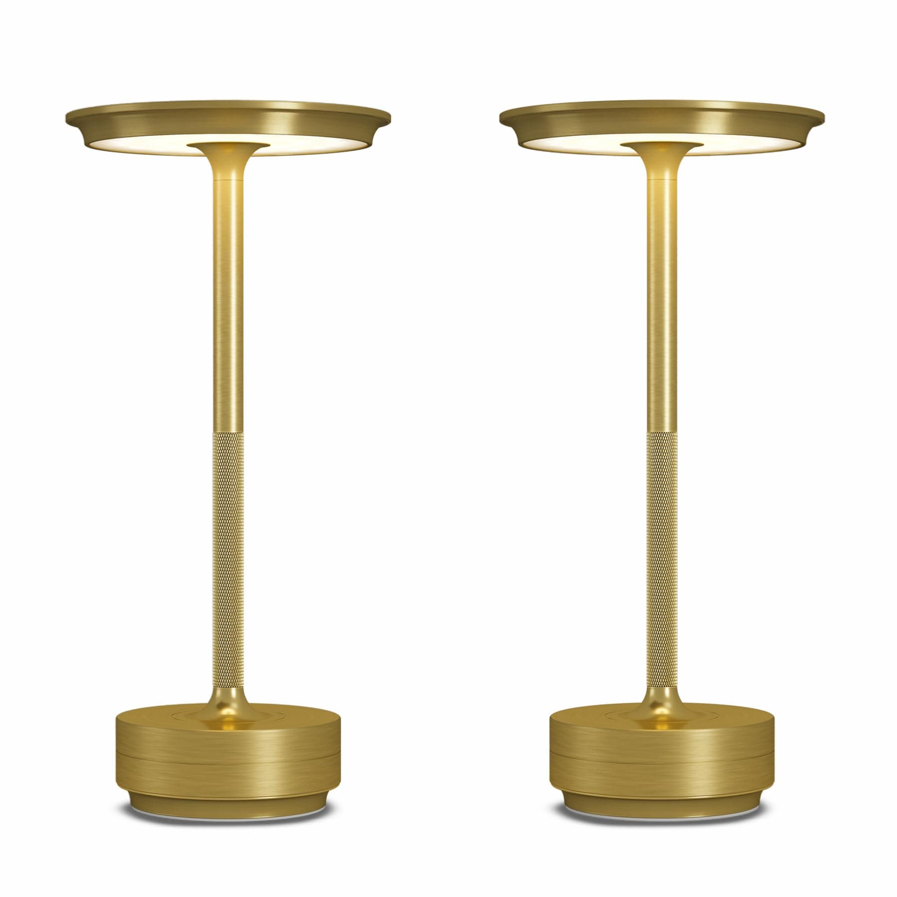 2 Pack Cordless Table Lamps Rechargeable, 5000mAh Portable LED Table Light, 3 Color Stepless Dimming Battery Powered Table Lamp, for Patio/Restaurant/Home/Outdoor.(Brushed Gold)