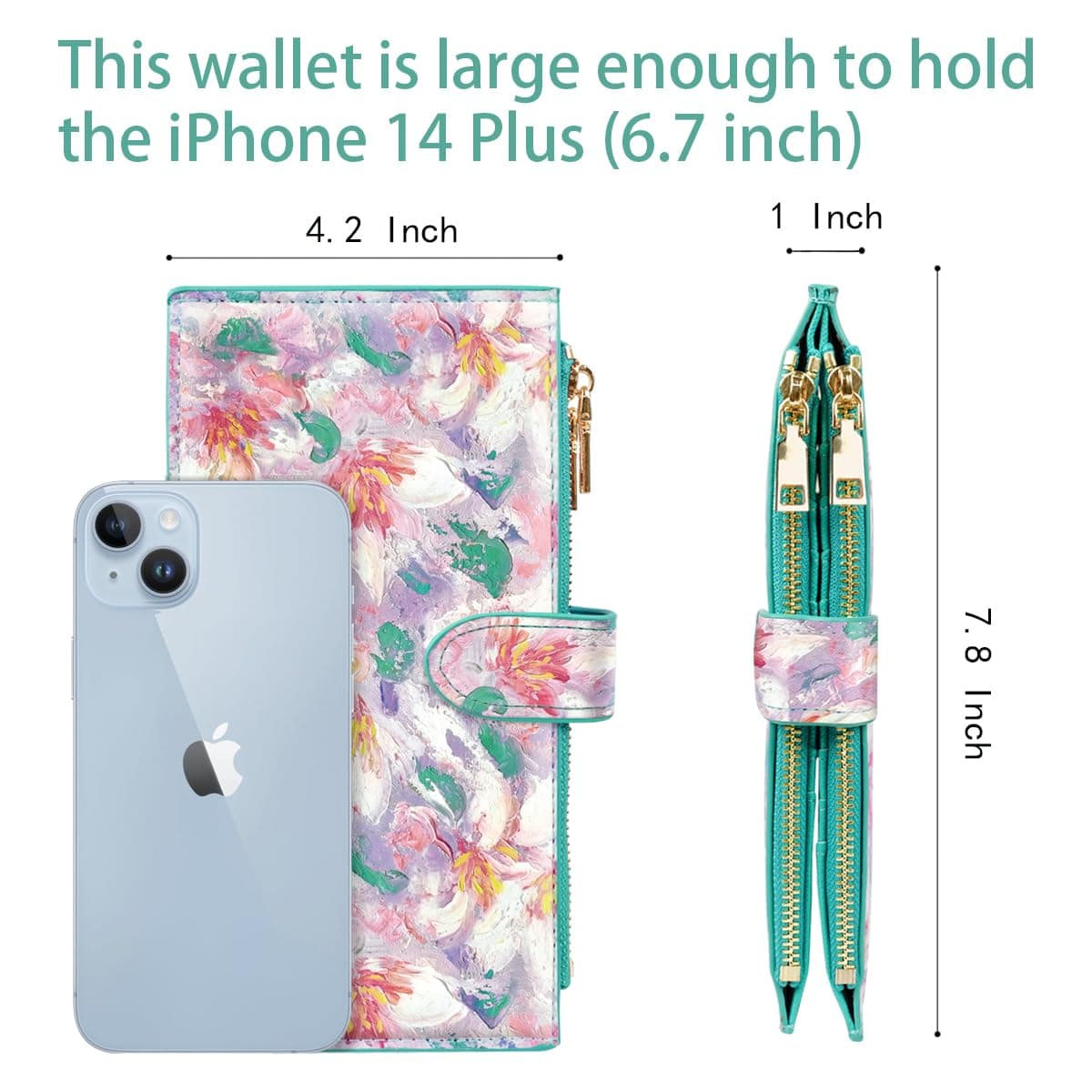 Womens RFID Blocking Large Capacity Wallet Multi Card Organizer Bifold Wallet for Women with Zipper Pocket, Spring Garden