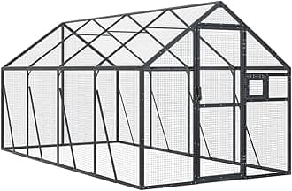 Aluminium Aviary Anthracite - Spacious and Secure Bird Cage with Wire Mesh Grids and Lockable Door - Suitable for Birds and Small Animals