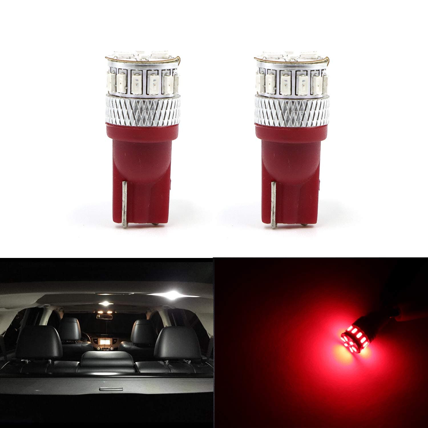 Replacement Super Bright Red T10 Wedge 194 LED Bulb High Power 3014 18-SMD LED 194 168 2825 175 W5W Bulb for License Plate Interior Map Dome Trunk Cargo Side Marker Light …