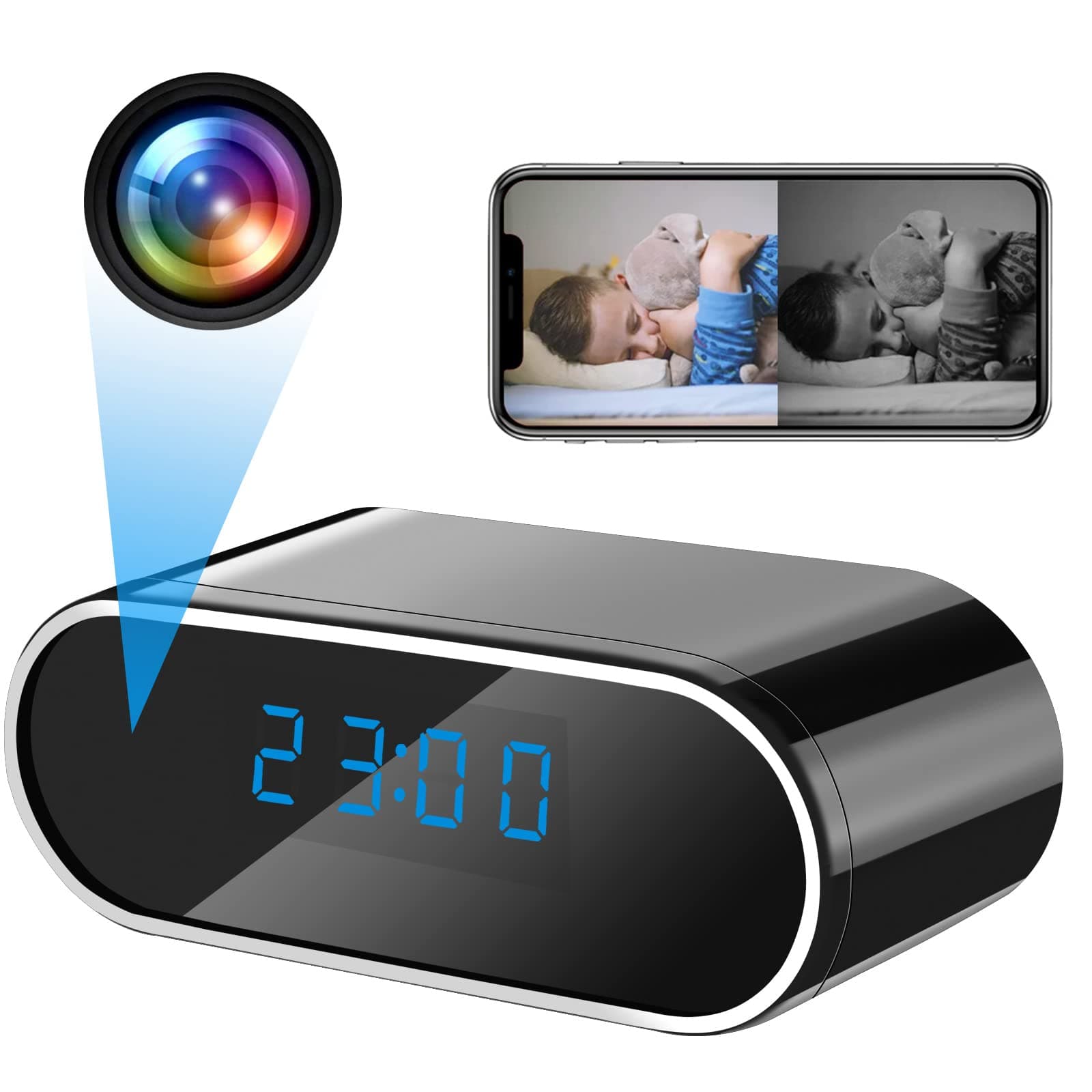 Z1102 Small Camera, Hidden Camera, Clock-type Camera, Ultra Compact Camera, 1080P Resolution, 4 Hour Recording, WiFi Remote Control, Motion Detection, Auto Alarm, Night Vision Photography, Compatible