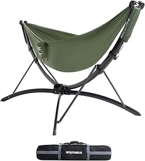Set Up in 3 Seconds Hammock Stand - 550 LBS Capacity - Portable Hammock Stand Stable on Any Terrain, Weather Resistant Forest Green