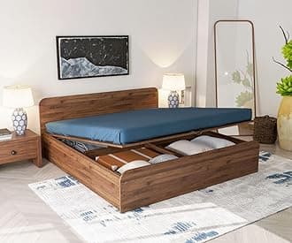 Wakefit Bed | King (78 X 72) Engineered Wood Bed Hydraulic, 1 Year Warranty | - Astra - Columbian Walnut