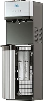 Brio 520 Bottleless Water Cooler Dispenser with 2 Stage Filtration - Self Cleaning, Hot Cold and Room Temperature Water. 2 Free Extra Replacement Filters Included - UL Approved
