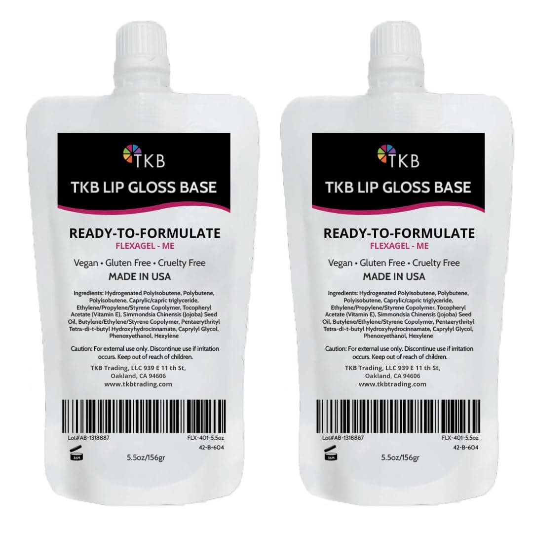 TKB Lip Gloss Base (Flexagel ME)| Clear Lip Gloss Base for DIY Lip Gloss| Ready-To-Formulate| Moisturizing, Vegan, Gluten and Cruelty free| Made in USA (5.5 Ounce (Pack of 2))