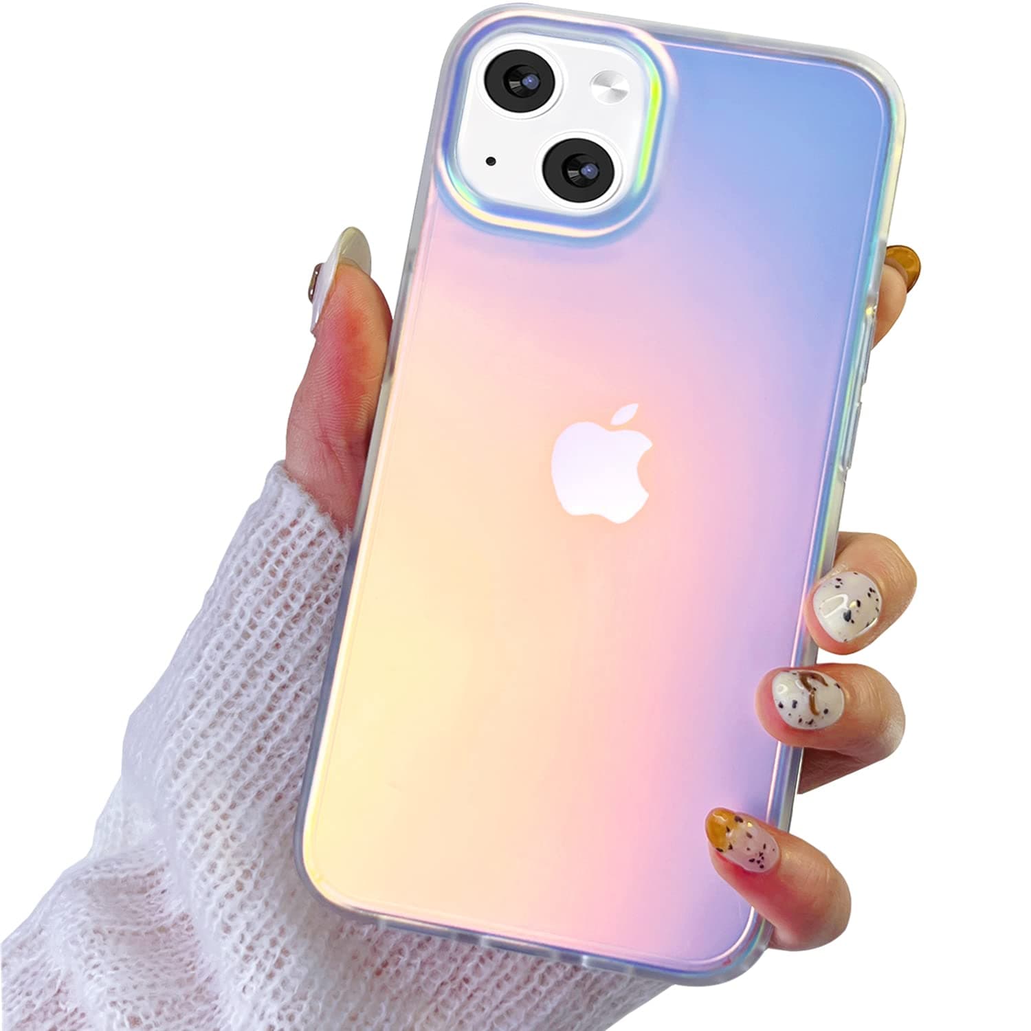 I-MGAE-IN-ARCompatible with iPhone 13 Case Clear Laser Glitter Bling Women Girls, High-Grade TPU and Hard PC Shockproof Unique Design Phone Case