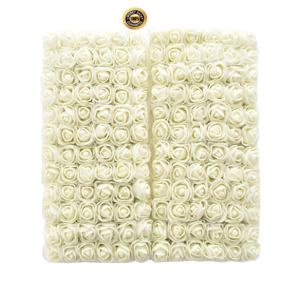 artificial flowers rose Wedding Decorations Party Flower Bouquet Solid DIY Wreath Craft Fake Foam Flowers 144pcs/lot 2.5CM (Milk White)