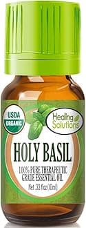 Healing Solutions Organic 10ml Oils - Holy Basil Essential Oil - 0.33 Fluid Ounces