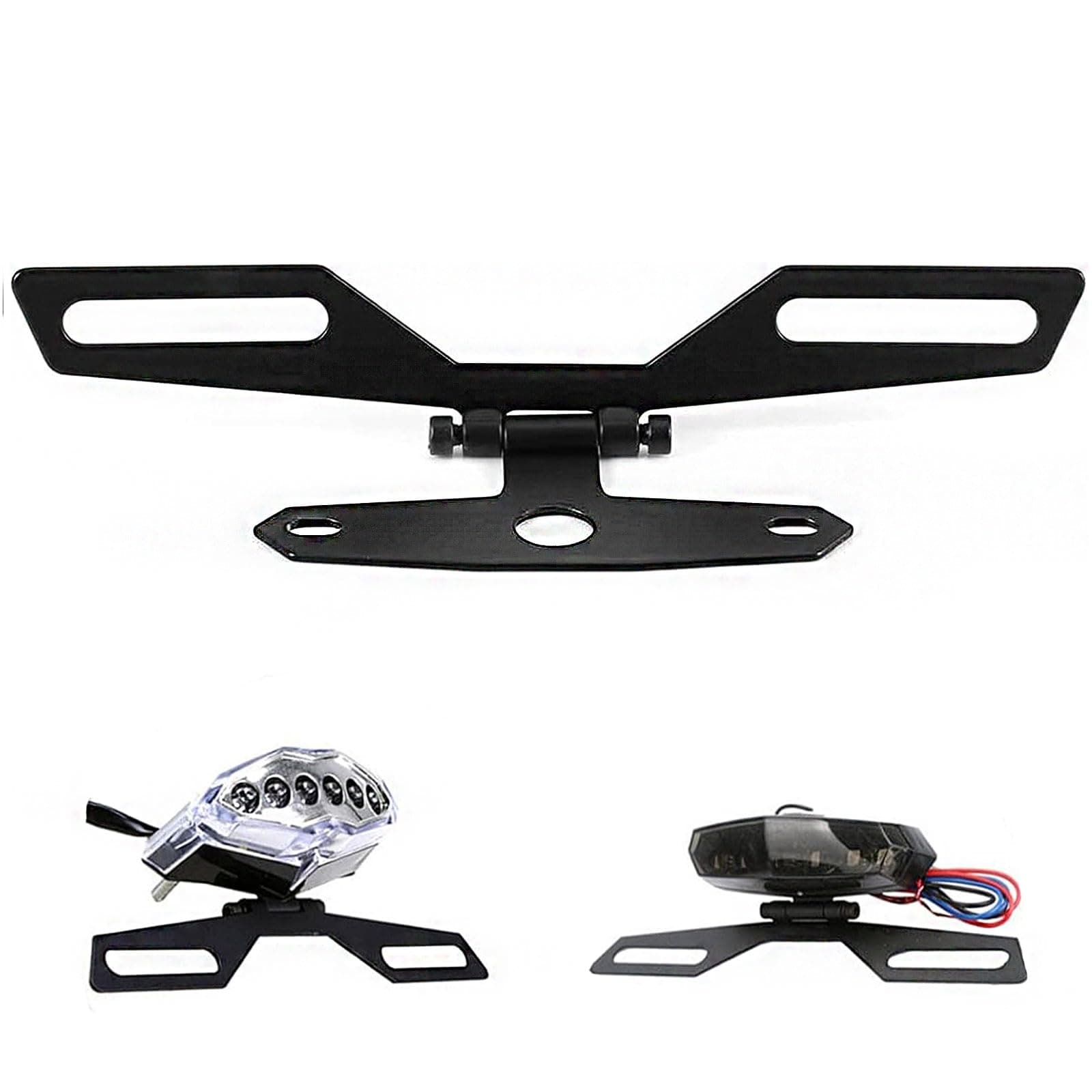 ANKIA Universal Adjustable Motorcycle Fold License Plate Tail Light Holder Motorbike License Plate Mount Holder Bracket for Suzuki Ducati Honda (Motorcycle License Plate Bracket)