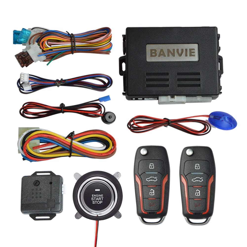 ① Car Keyless Entry Security Alarm System + ② Remote Engine Starter + ③ Push to Start Stop Iginition Kit Button