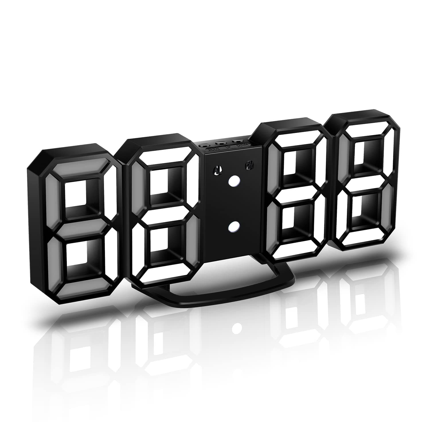 3D LED Digital Alarm Clock,Wall Clock, Digital Clock, Timorn 3D LED Alarm Clock with 3 Adjustable Brightness Levels Dimmable Nightlight Snooze Function for Home Kitchen Office