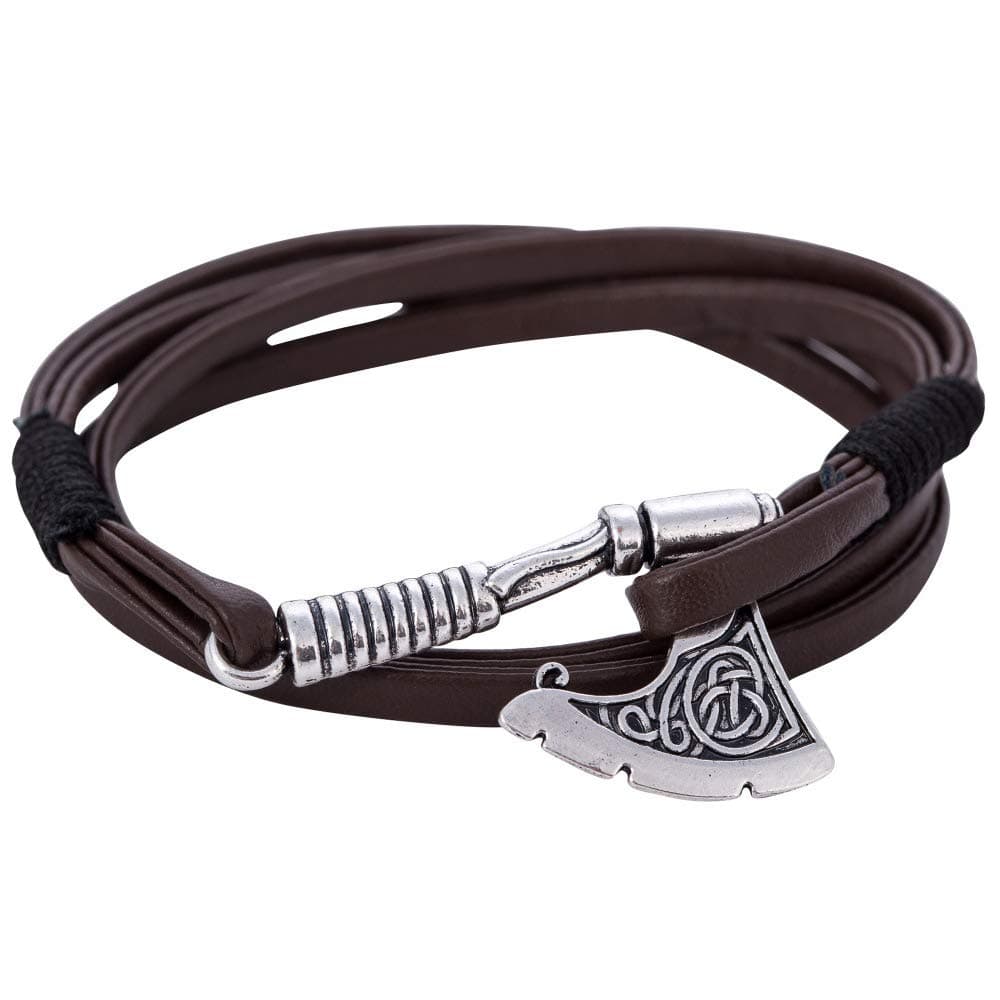 Axe Bracelet,Viking Slavic Perun Axe Pendant Men's Multi-Layer Leather Wrap Bracelet…
