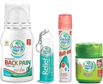Kick Out Pain Combo of Back Roll, Faster Relaxation, Relief Nasal Inhaler and Strong Balm - (50, 10, 8 ml)