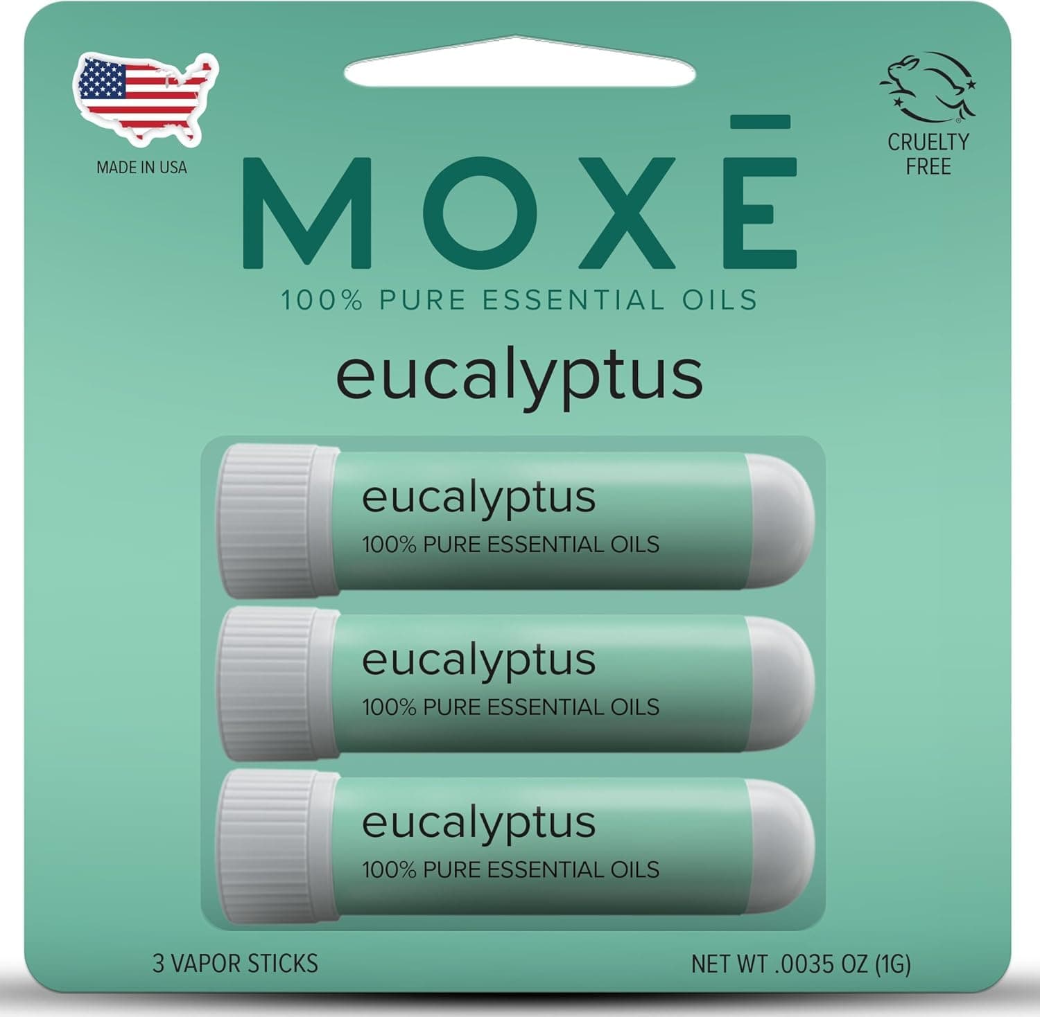 MOXE Aroma Stick Eucalyptus Essential Oil Portable Aroma Diffuser Relax Stress Relief No Synthetic Fragrance Organic Made in USA - Pack of 3 Eucalyptus