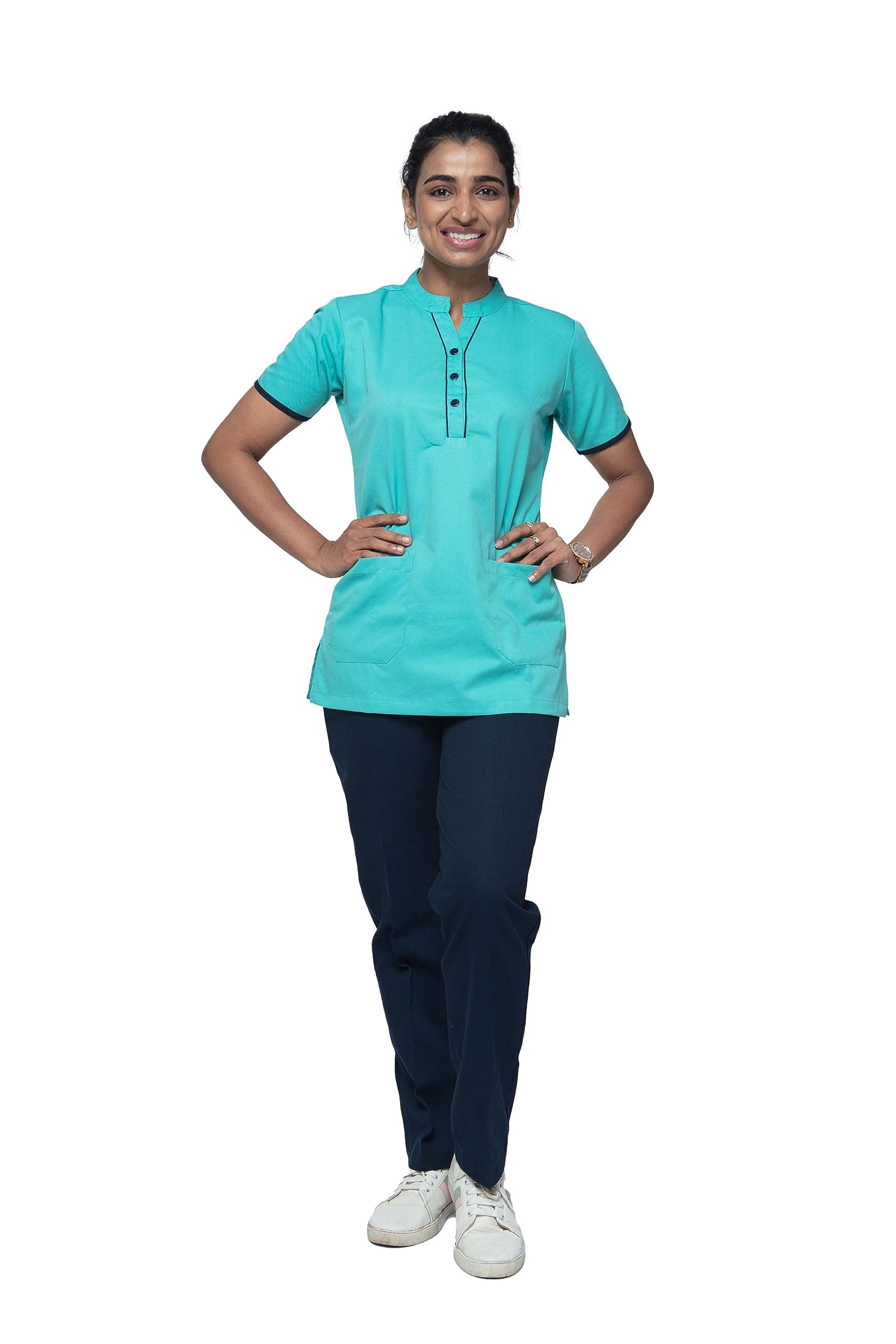 UNIFORM CRAFT Polyester and Cotton Twill Nurse Uniform, NT07 Teal, Medium