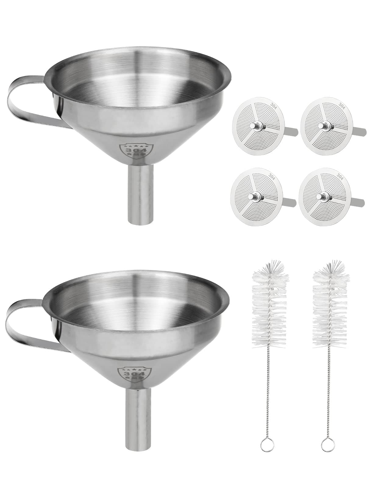 Resin Funnel, 2 Pack Resin Filter Funnel with Strainer 3D Printer Stainless Steel Resin Funnel for Filtering and Recycling UV SLA/DLP/LCD Photosensitive Resin, with Cleaning Brush