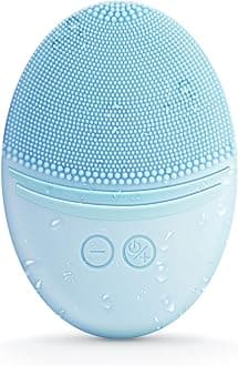 Facial Cleansing Brush, Waterproof Sonic Vibrating Face Brush for Deep Cleansing, Gentle Exfoliating and Massaging, Inductive charging (Blue)