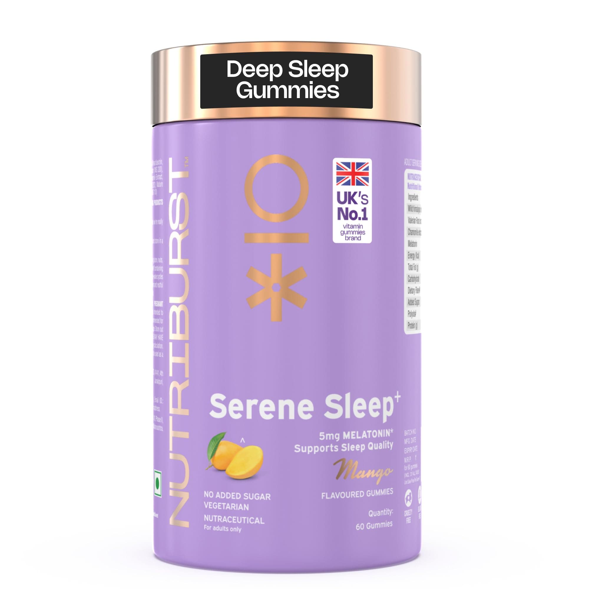 Serene Sleep 5MG Melatonin Gummies for Quality Deep Sleep, Fresh Wake Up | No Stress & Anxiety | Natural Non-Addictive, Non Habit Forming, No Added Sugar Sleep-Aid | Mango Flavor (60 Gummy)