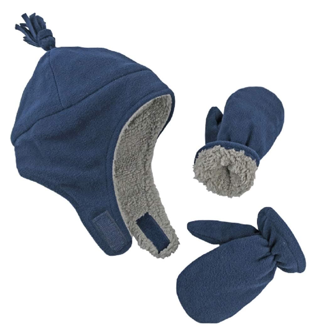 N'Ice CapsN'Ice Caps Boys Sherpa Lined Micro Fleece Pilot Hat and Mitten Set
