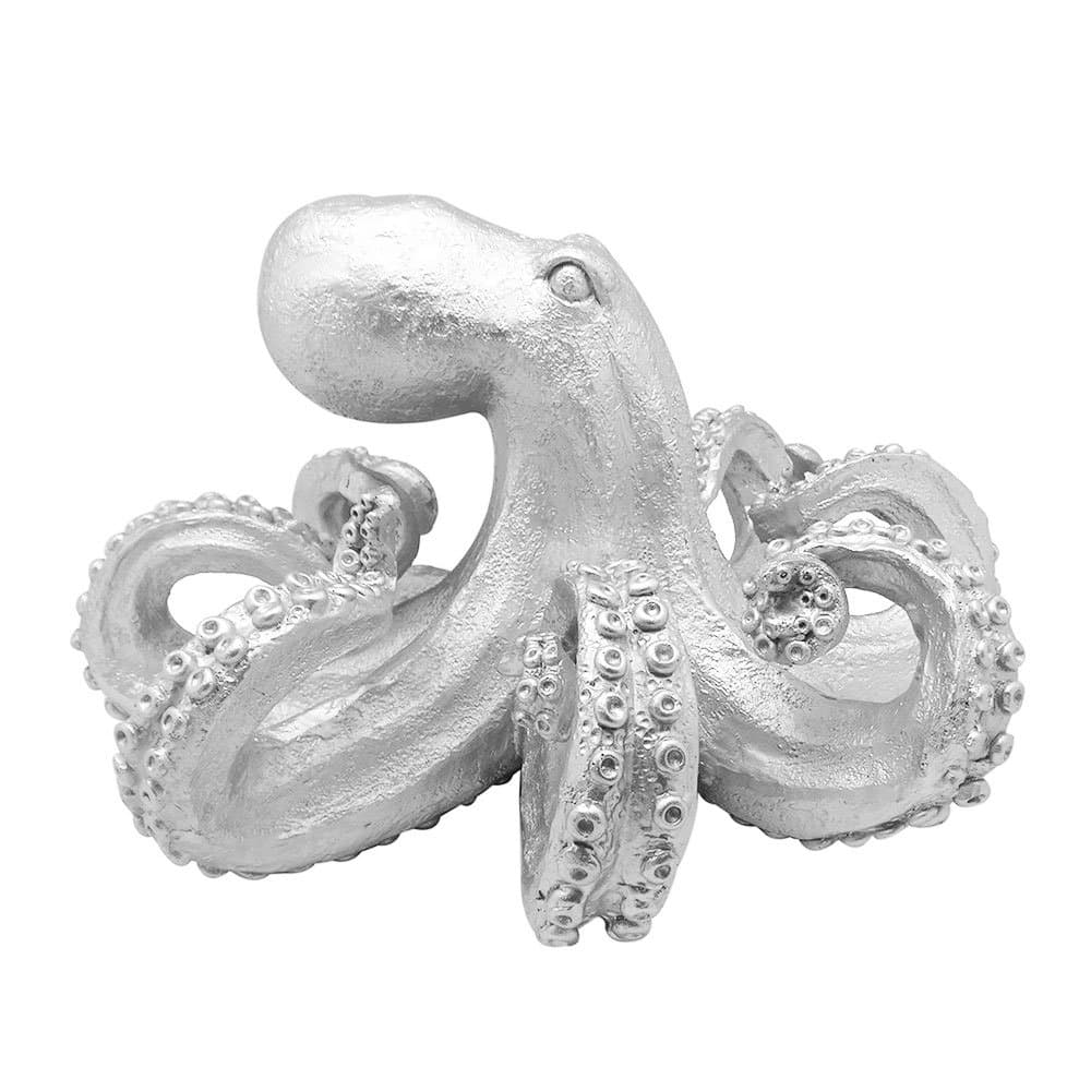 Turtle King Corp Silver Octopus Table Art Decor 12.5" Wide