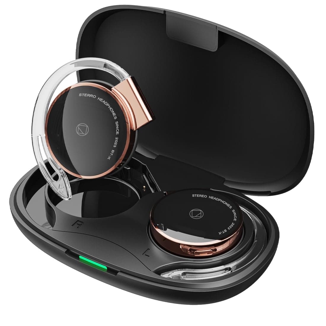 BEVCEFCC Wireless Earphones with EarHooks Bluetooth 5.3 On Ear Headphones with 4 Microphones Clip on Headphones Over Ear Wireless with ENC Open Ear Headphones for Home/Office