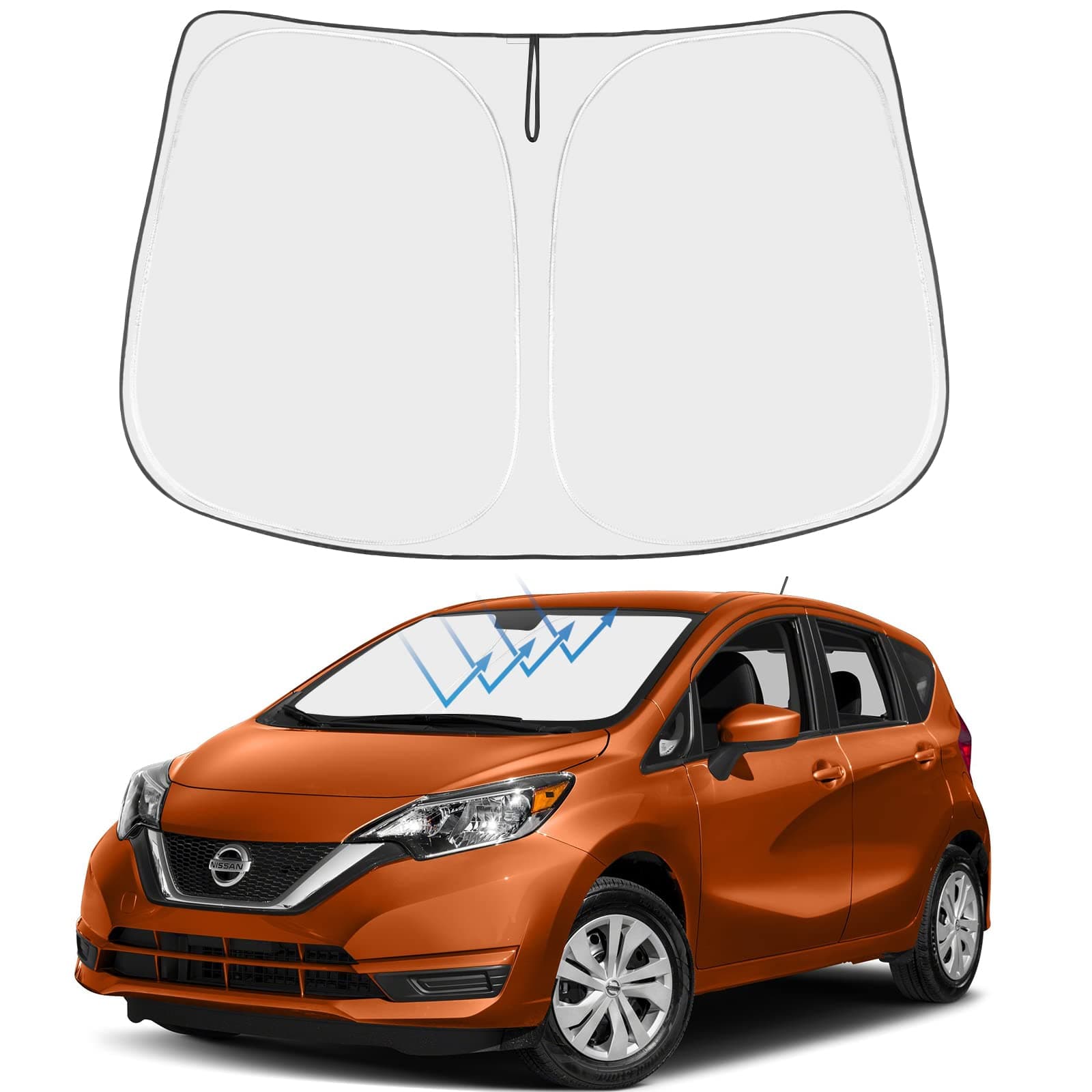 Proadsy 2024 Upgrade Front Windshield Sun Shade Foldable Sunshade Protector Custom Fit 2015-2019 Nissan Versa Sedan Accessories