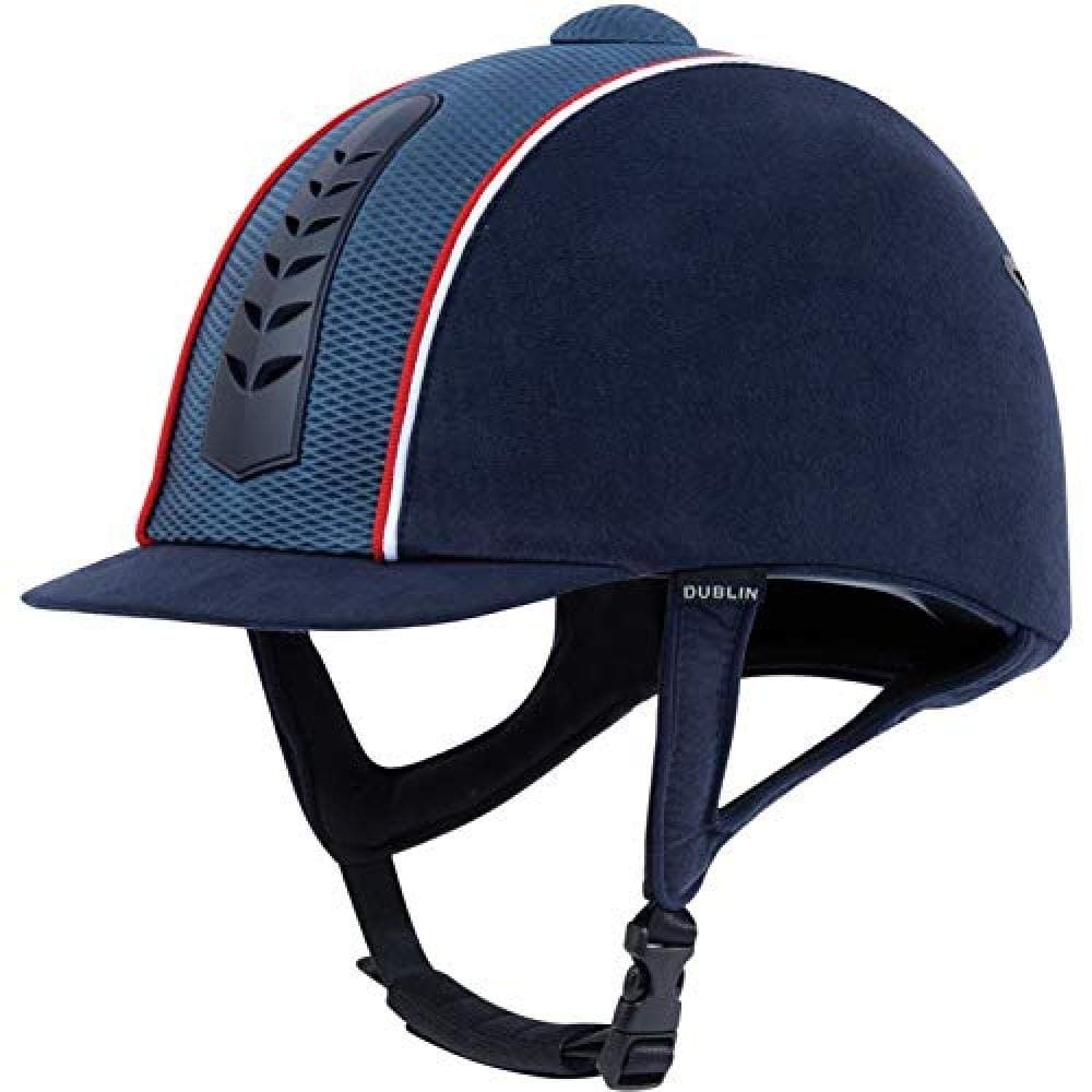 Dublin Silver Pro Horse Piped Riding Hat - Navy/White/Red: 56cm