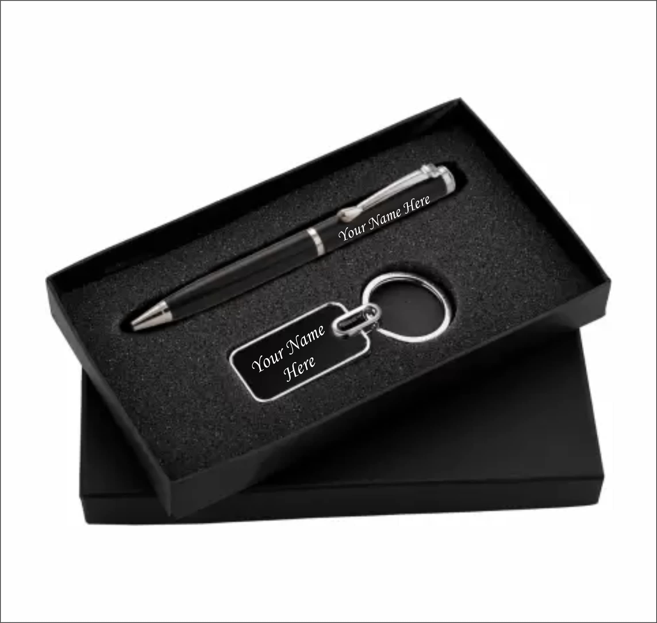 Tempt - Personalized Ball Pen & Key Chain Gift Sets, Best For Gifting, Pen & Keychain Comes With Name Engraved on it (Alto)