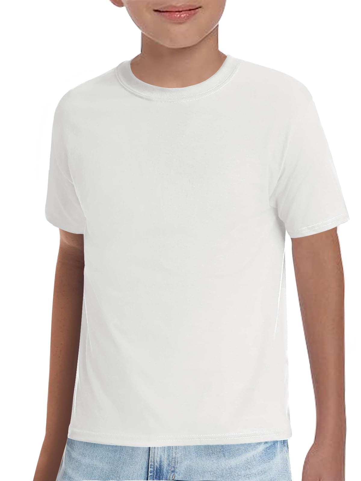 Boys T-Shirts Kids Short Sleeve Crewneck Solid Basic Tees Casual Tops 5-14 Years