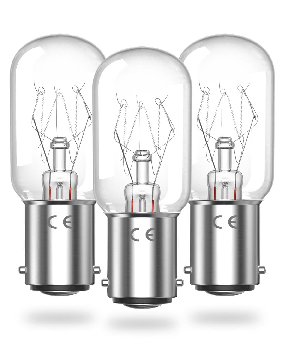 Klarlight Sewing Machine Bulb, Dimmable B15 Small Bayonet Light Bulb, T22 Ba15d Pygmy Byonet Light Bulb for Sewing Machine, Night Light, Appliance Lamps, AC220-240V, Warm White 2700K (3-Pack)