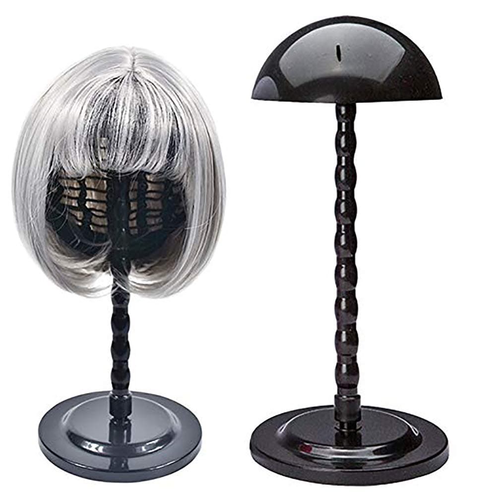 Wig Stand Plastic Hat Display Wig Head Holders Mannequin Head/Stand Portable Wig Stand Use Hat For Styling Drying Display Black Plastic wigstand (Black)
