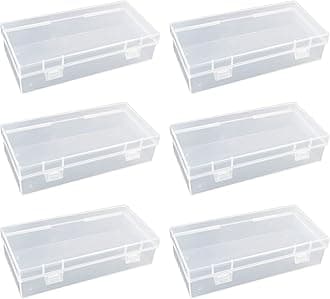 LJY 6 Pieces Rectangular Empty Mini Clear Plastic Organizer Storage Box Containers with Hinged Lids (7.3 x 3.5 x 1.8 inch, Transparent)