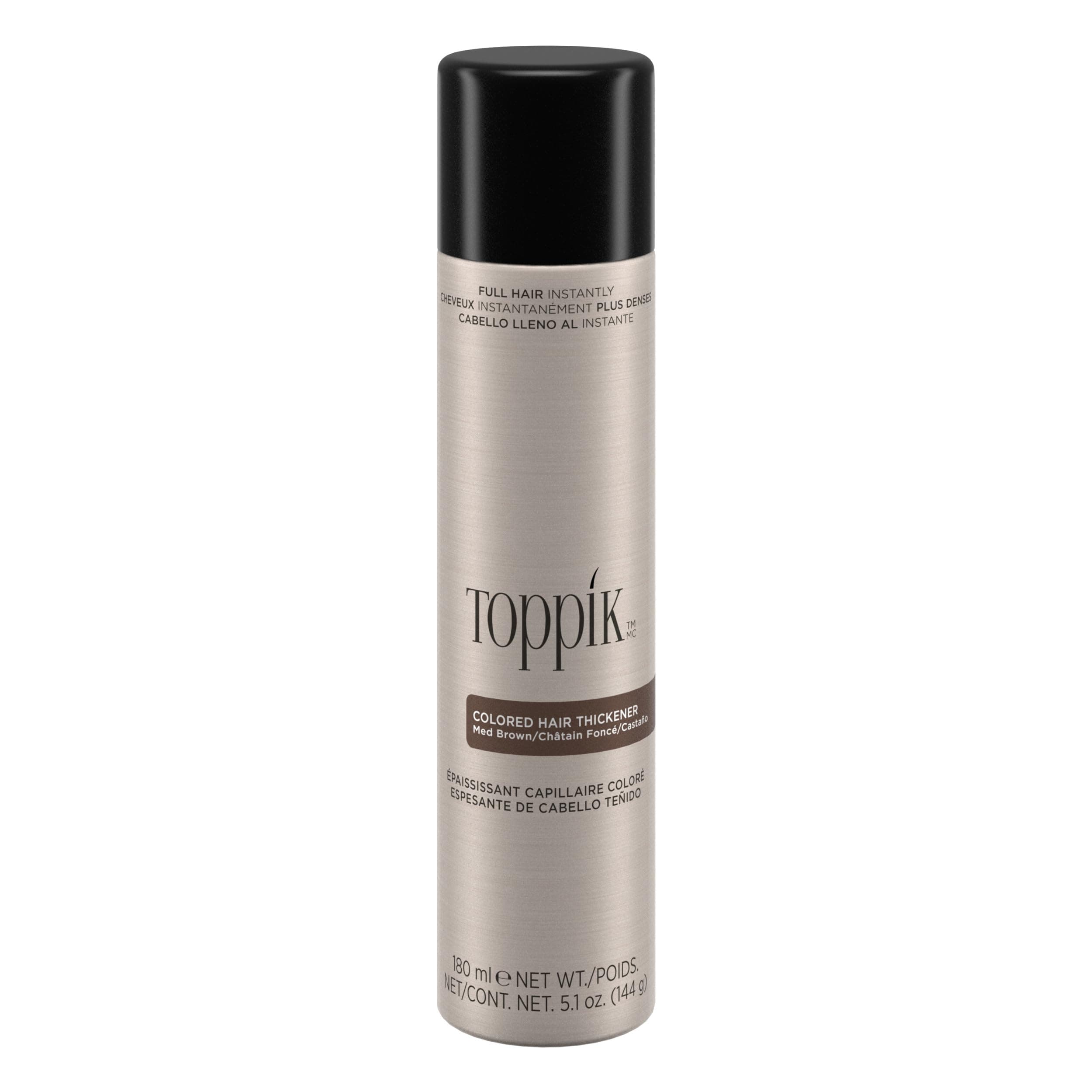 Colored Thickener Spray Solution to Fill Thin Area, Cover Roots and Builds Volume for Fuller-Looking with Thickening Natural Fibers for Men & Women Medium Brown, 180ml