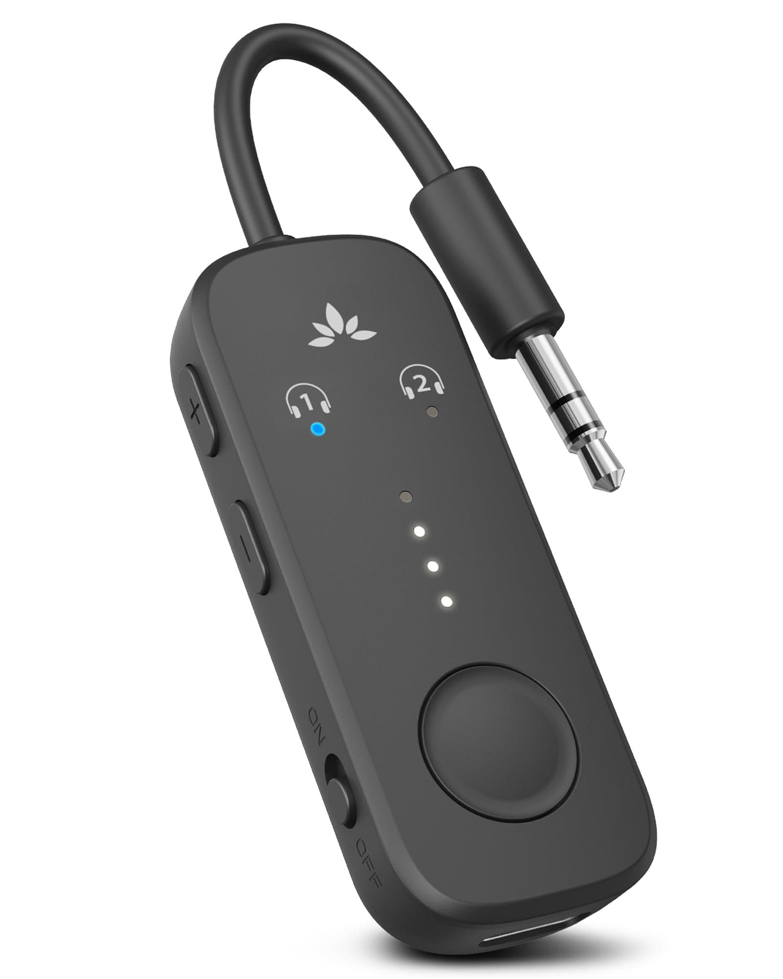 Avantree Relay - Airplane Bluetooth 5.3 Adapter with Qualcomm aptX Adaptive, Supports 2 AirPods or Headphones, 20H Playtime, 3.5mm AUX Jack Wireless Audio Transmitter for Planes, Airline, Travel