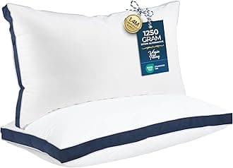 Utopia Bedding Cotton Gusseted Pillow (2-Pack) - Luxury Side Sleeper Pillows for Sleeping - Bed Pillows King (18 x 36 inches) - Navy