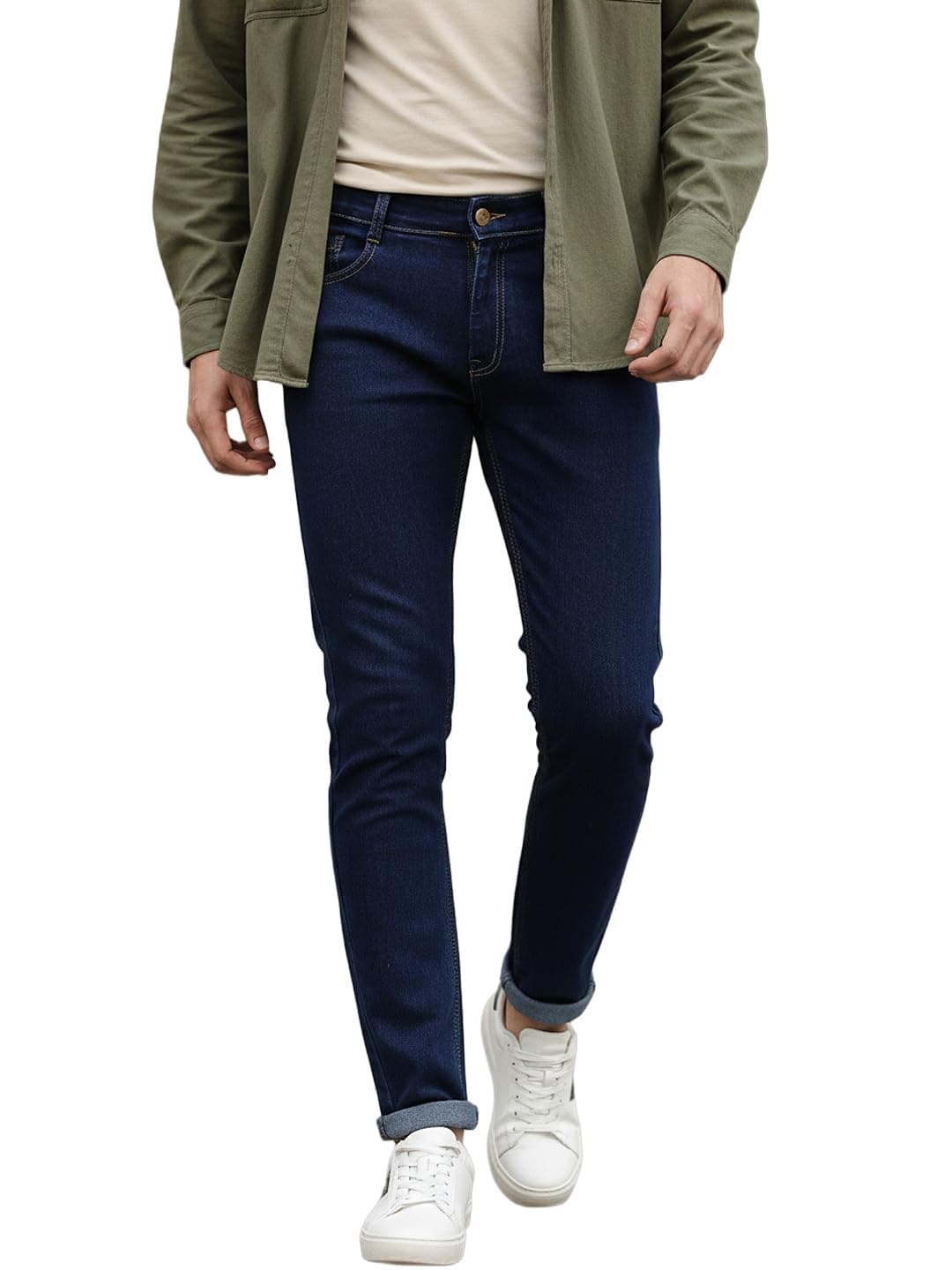 Men's Slim Fit Solid Jeans Stretchable