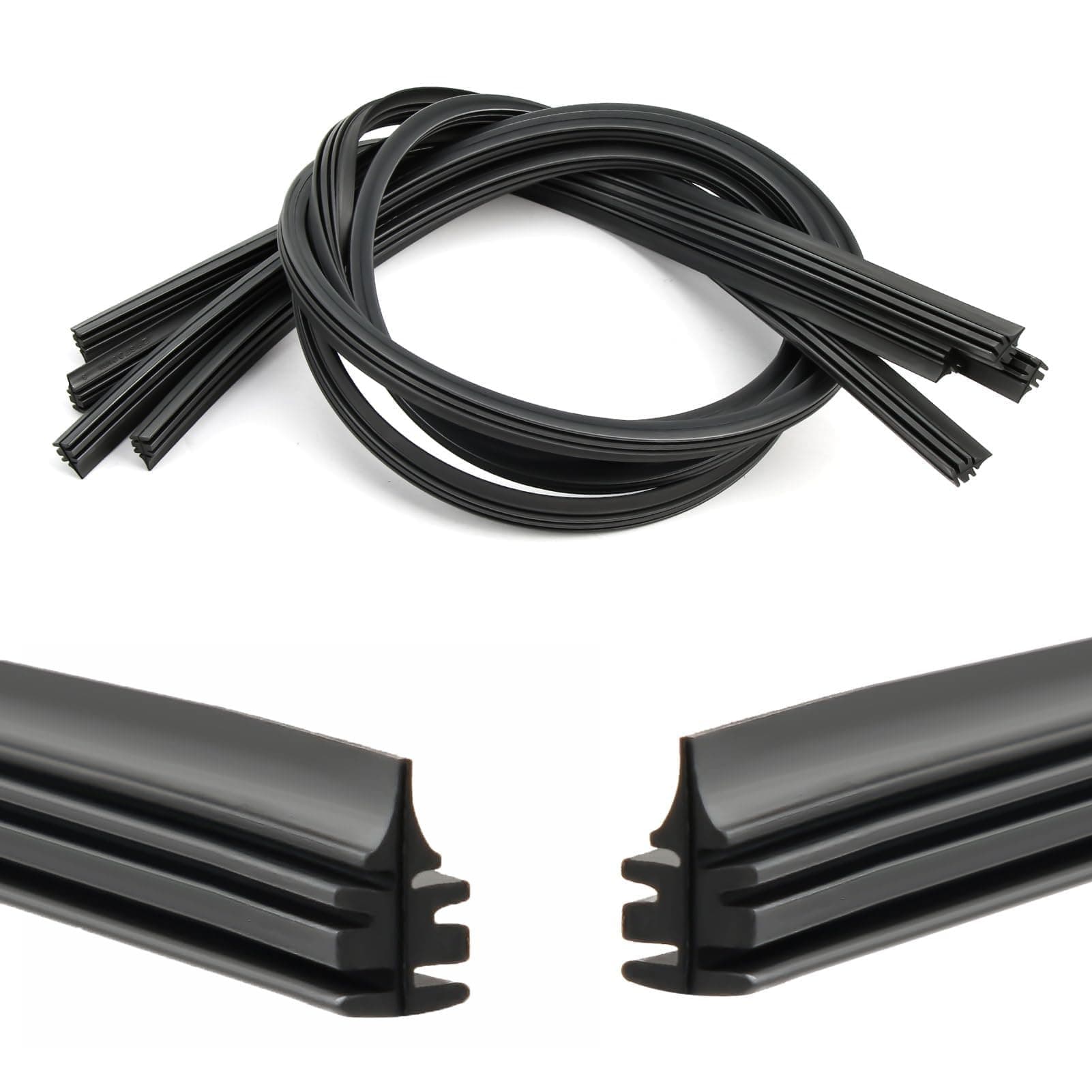 4Pcs 28" Wiper Blade Refills Windscreen Wiper Rubber Strips Universal Car Frameless Replacement Windshield Front Rear Wiper Blades Refills Parts for Most Auto Vehicle Vans Trucks Buses, Gray-black