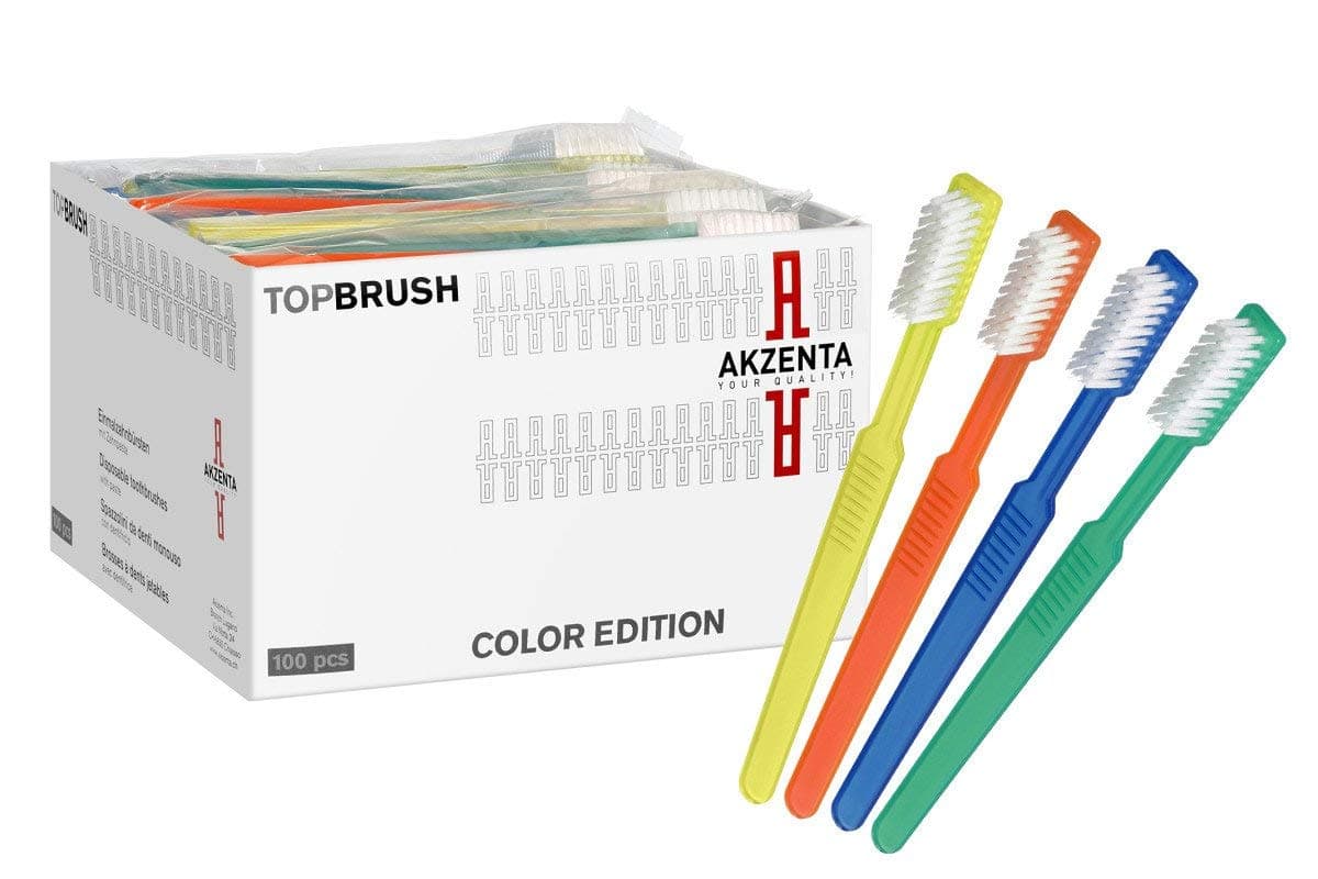 100 TOP BRUSH Malt guessed brushing with Toothpaste 4 Colors mixed Branded product Akzenta