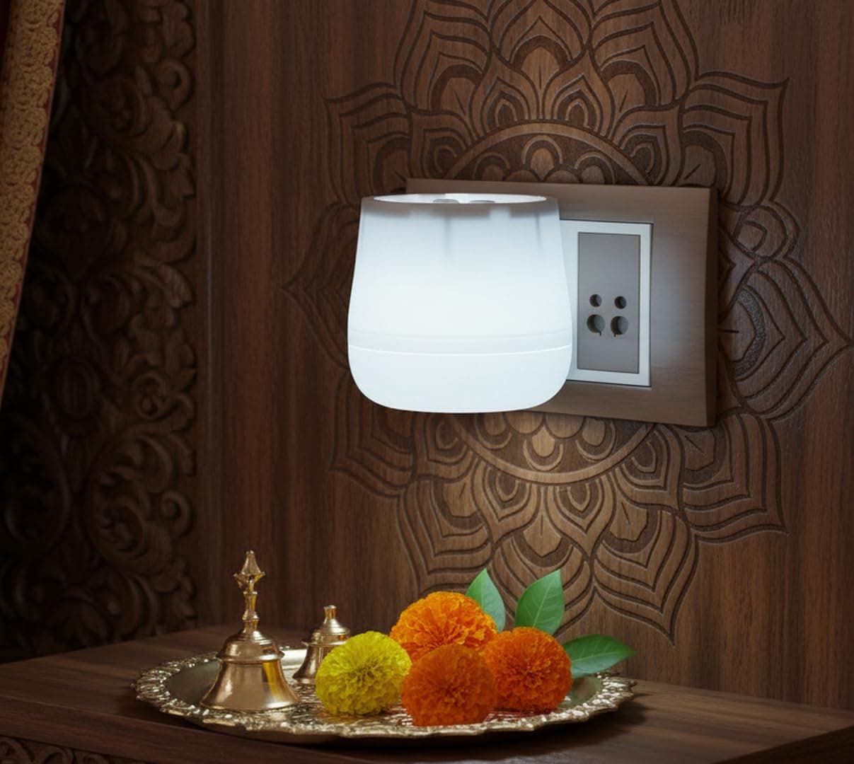 Plastic Multipurpose Essential Electric Camphor Aroma Oil Diffuser For Home Fragrance With Night Lamp & Natural Air Purifier For Home Fragrance (White Light)