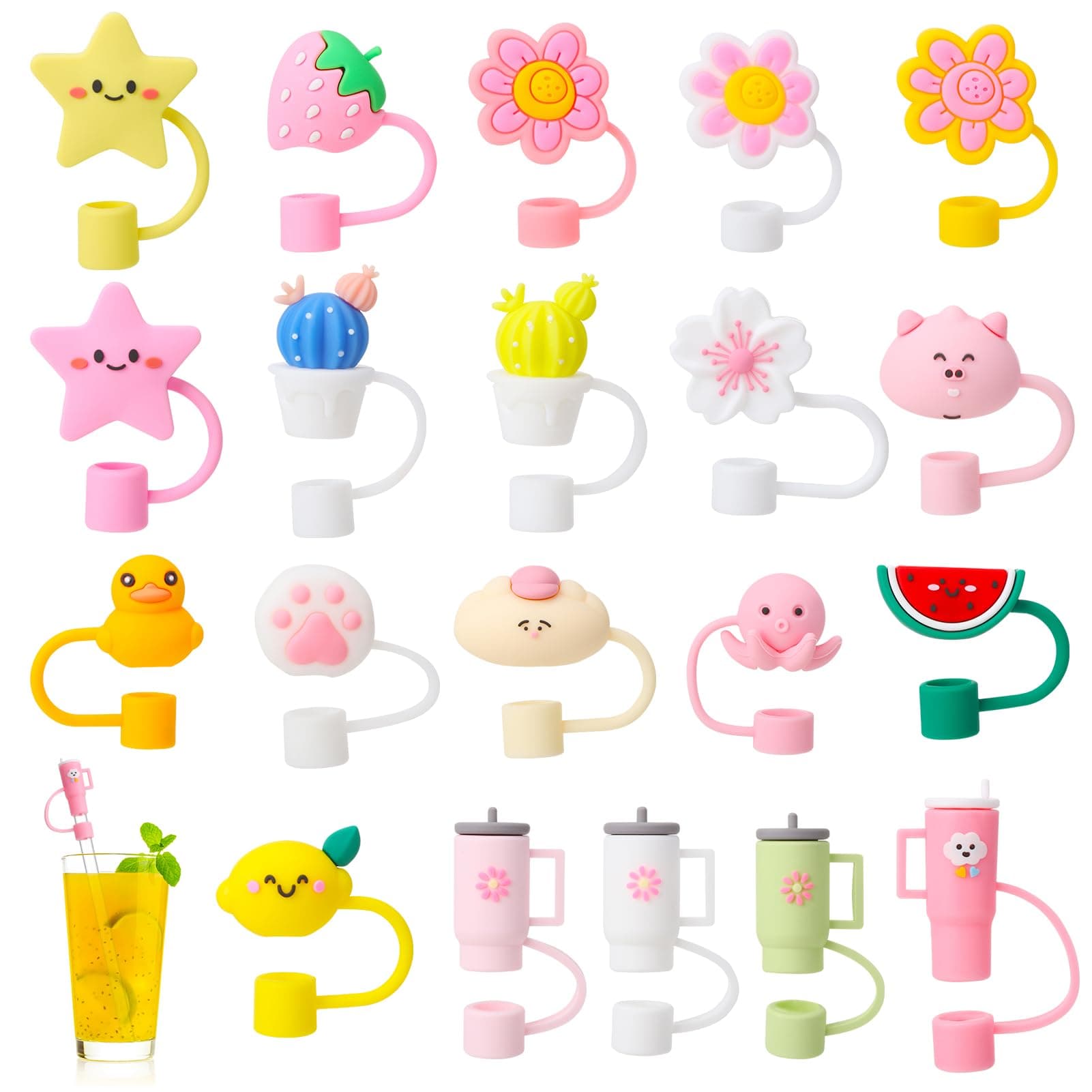 20 Pcs Straw Topper,Straw Covers Cap Fit for Cup,Straw Cover Compatible with 30&40 Oz 10mm Straw Covers Cap for Cups Accessories