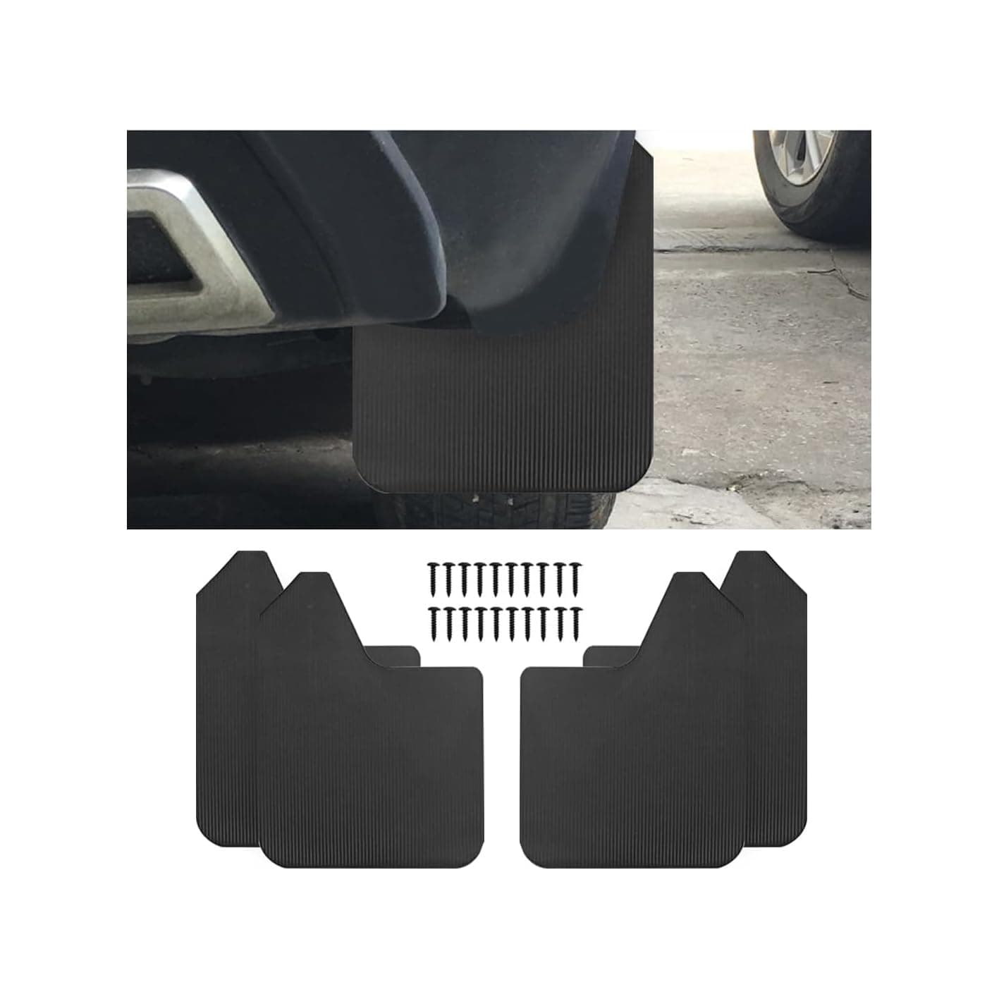Carbon Fiber Car Mud Flaps Splash Guards, 4PCS Bendable & Flexible Vehicle Front & Rear Mudflaps Protection with Screws, Auto Exterior Flares Accessories, Universal Fit (Black)