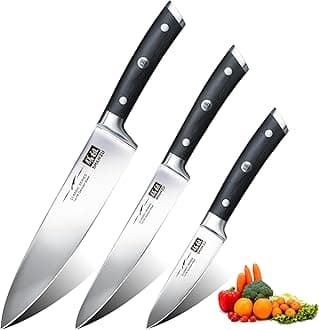 – Kitchen Knives Sets 3pcs with German Stainless Steel Professional Japanese Knives Set, Ultra Sharp Chef Knife Set Including Chef's Knife 20cm Kitchen Knife 15cm Paring Knife 9.5cm