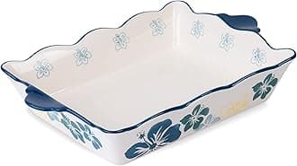 Casserole Dish, 9x13 Baking Dish, Nonstick Ceramic Baking Pan with Handles, Blue Flower Lassagne Pan, Oven Safe