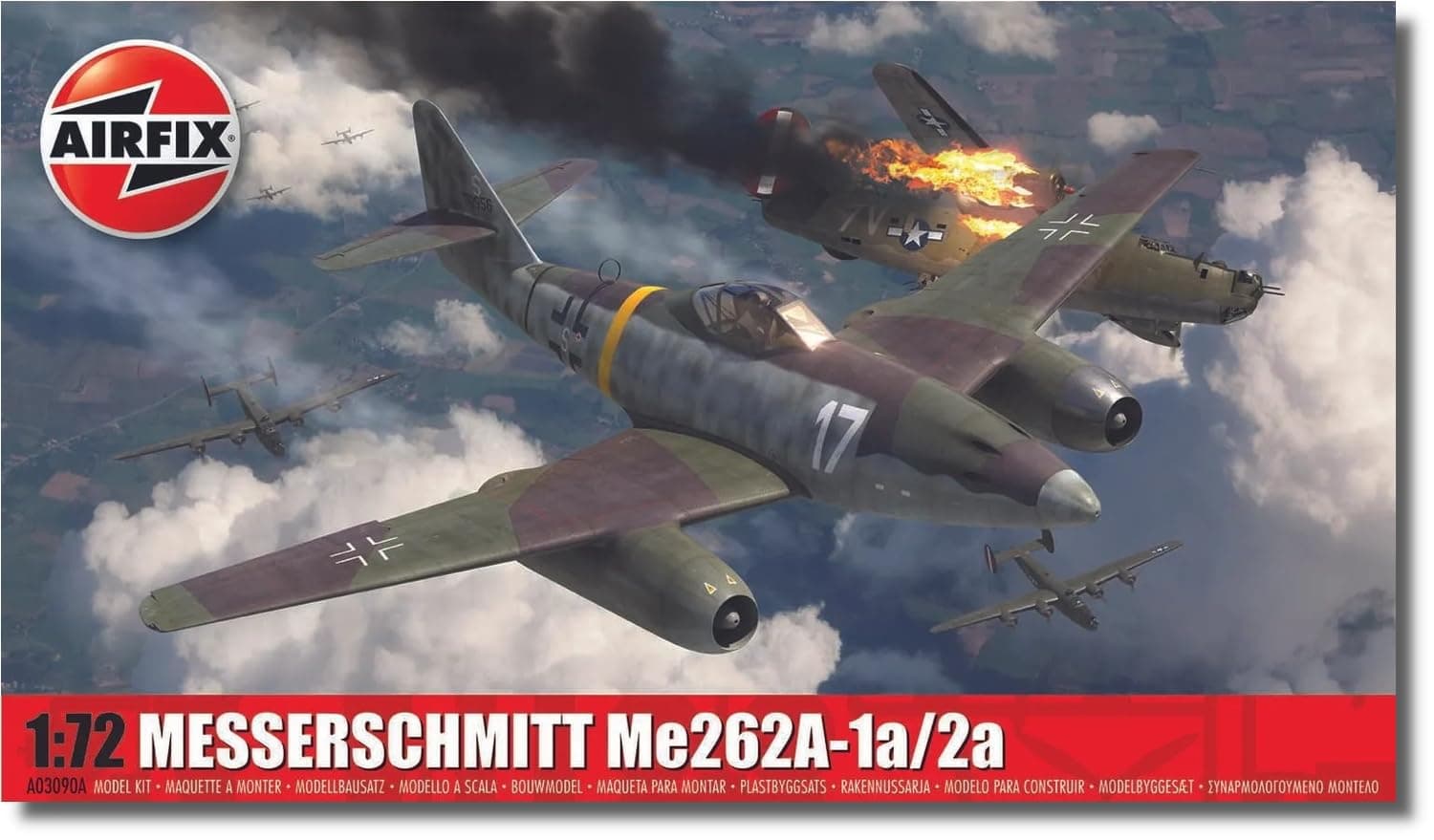 Airfix Model Set - A03090A Messerschmitt Me262A-1a/2a Model Building Kit - Plastic Model Plane Kits for Adults & Children 8+, Set Includes Sprues & Decals - 1:72 Scale Model