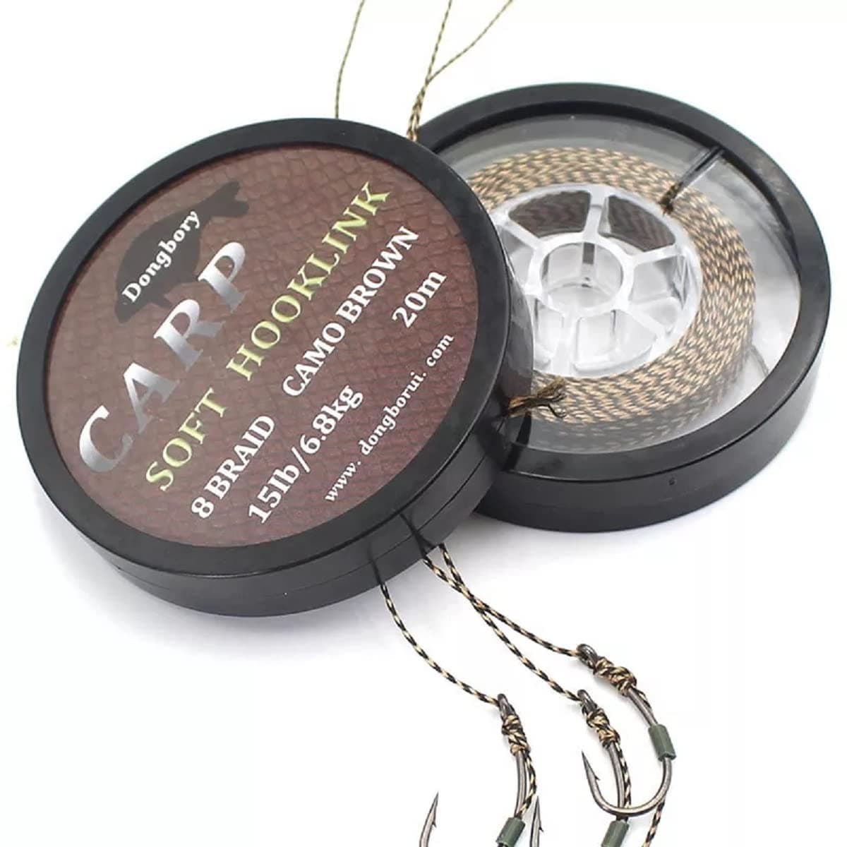 20m Spool Soft Hooklink Carp Fishing 8 Braid Line Camo Brown Braided Fishing Camouflage Line for Hair Rigs