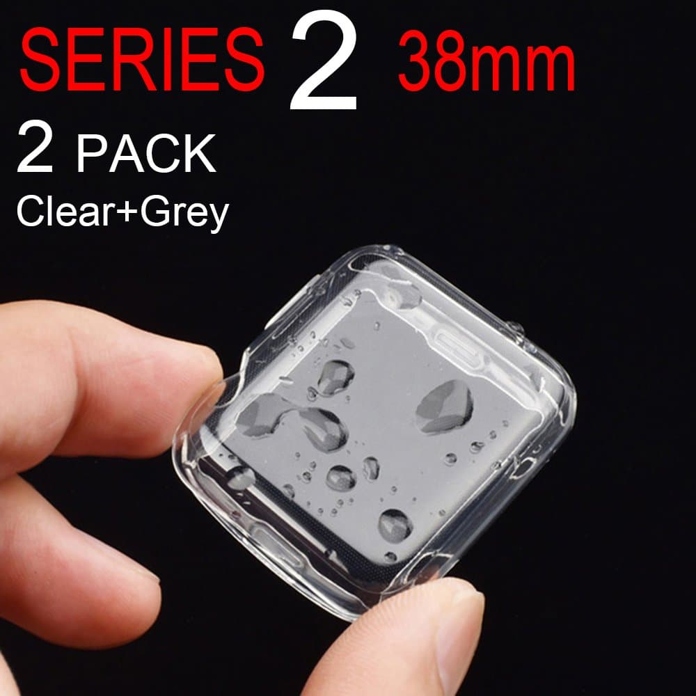 Apple Watch Series 2 Case 38mm, Quirrel Ultra-Thin Soft TPU Full Coverage Cover for Apple iWatch Series 2 38mm - 2 Pack